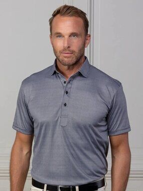 Men’s Collars & Co. Black Houndstooth Short Sleeve Polo Shirt M NWT